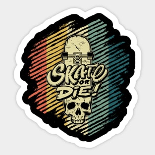 Halloween Skateboard Skate or Die - Funny Skull Vintage Skeleton Skater Sticker